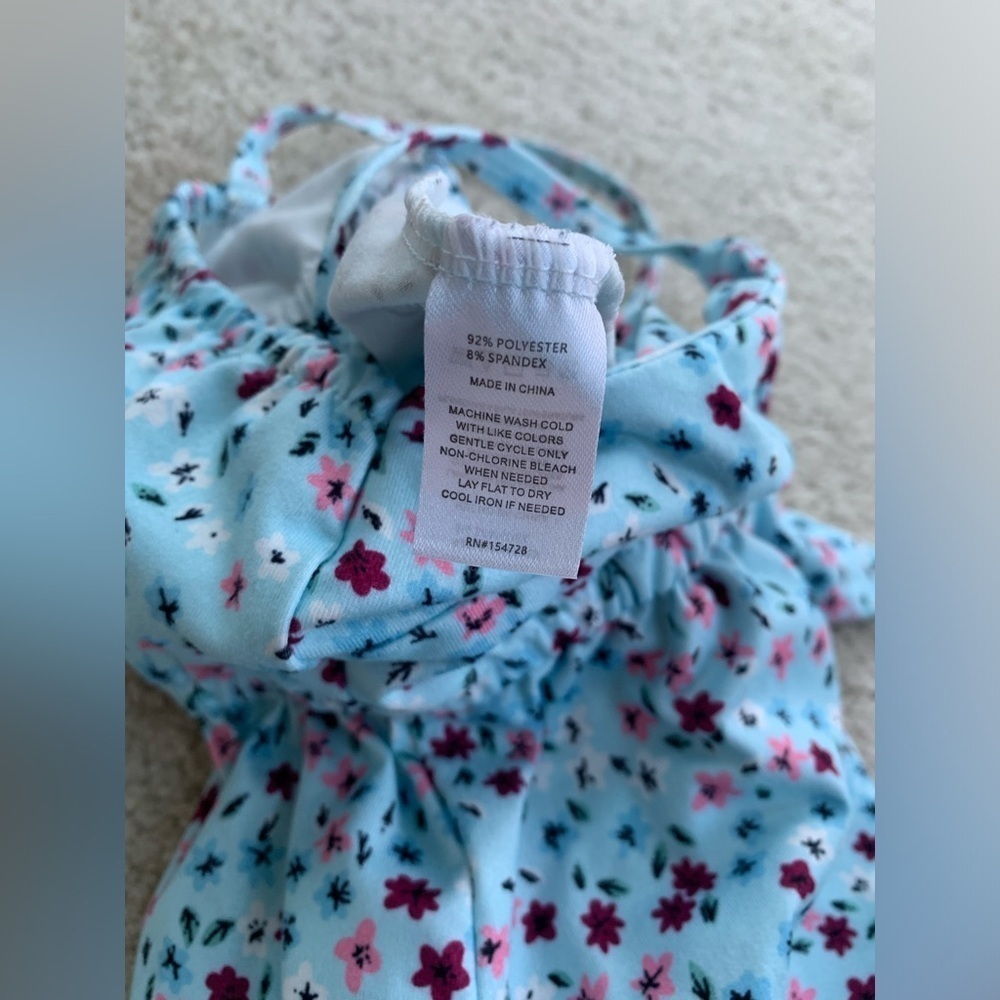 Baileys Blossoms Size 5T Blue Floral Romper - Picture 6 of 6